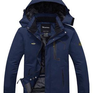 Men's Waterproof Ski Jacket Fleece Winter Coat Windproof Rain Jacket